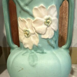 Weller Floral Ceramic Vase - Mint Green and Cream